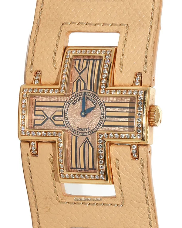 Roger Dubuis Perpetual Calendar "Follow Me" 39MM Quartz Champagne Dial Leather Strap (F1685)