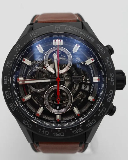 2021 Tag Heuer Carrera Calibre HEUER 01 43MM Skeleton Dial Leather Strap (CAR2090.FT6124)
