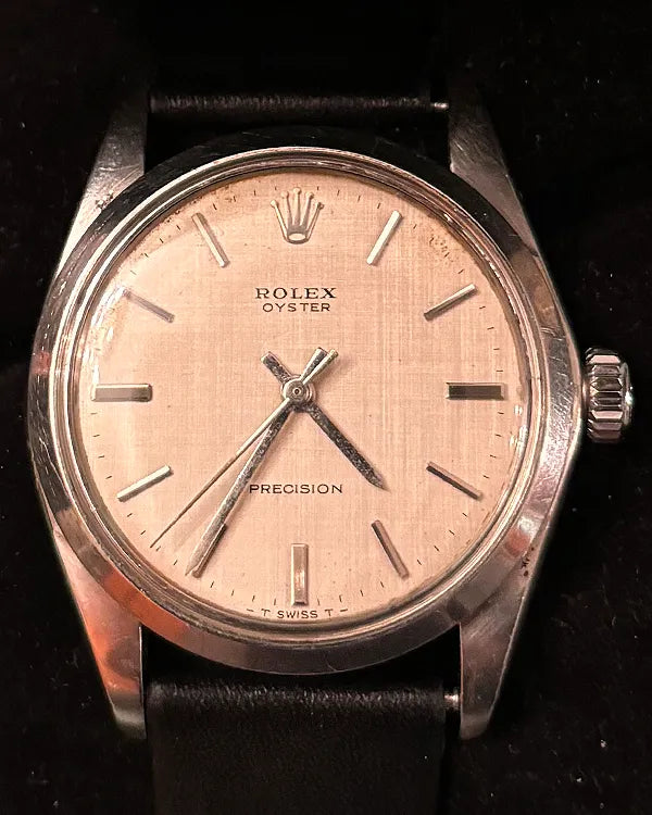 Rolex Oyster Precision 34MM Silver Dial Aftermarket Leather Strap (6426)