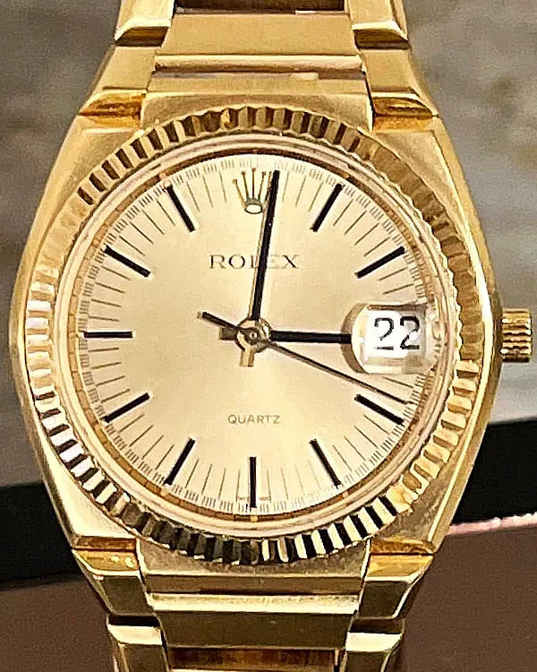 Rare Rolex Datejust Oysterquartz "Texano" L.E. 40MM Quartz Champagne Dial Yellow Gold Bracelet (5100)
