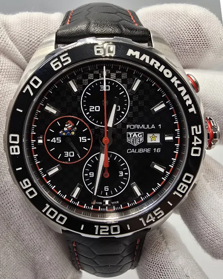 2022 TAG Heuer Formula 1  X "Mario Kart" L.E. 44MM Black Dial Leather Strap (CAZ201E)