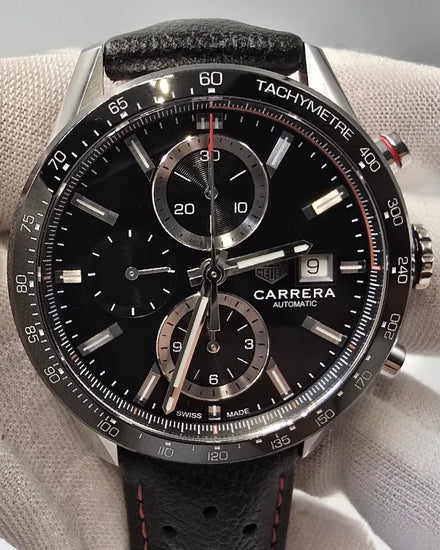 2023 Tag Heuer Carrera Calibre 16 41MM Black Dial Leather Strap (CBM2110.FC6454)