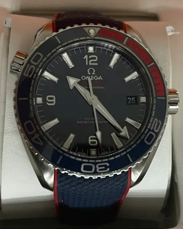 2018 Omega Seamaster Planet Ocean 600M "Pyeongchang 2018 Limited Edition" 43.5MM Blue Dial Rubber Strap (522.32.44.21.03.001)