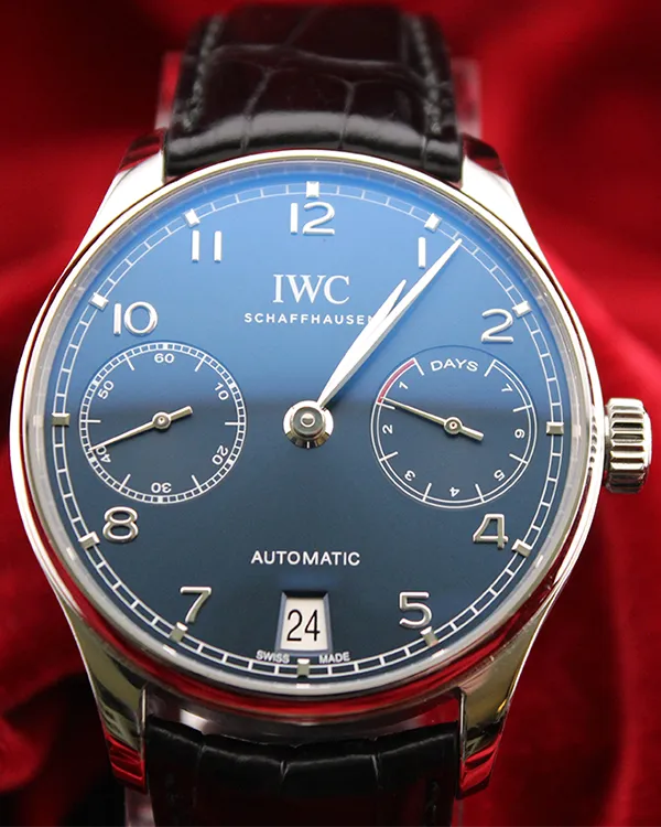 IWC Schaffhausen Portugieser 7 Days 42.3MM Blue Dial Leather Strap (IW500710)