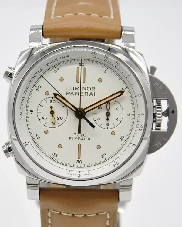 Panerai Luminor PCYC 1950 3 Days Chrono Flyback L.E. 44MM White Dial Leather Strap (PAM00654)