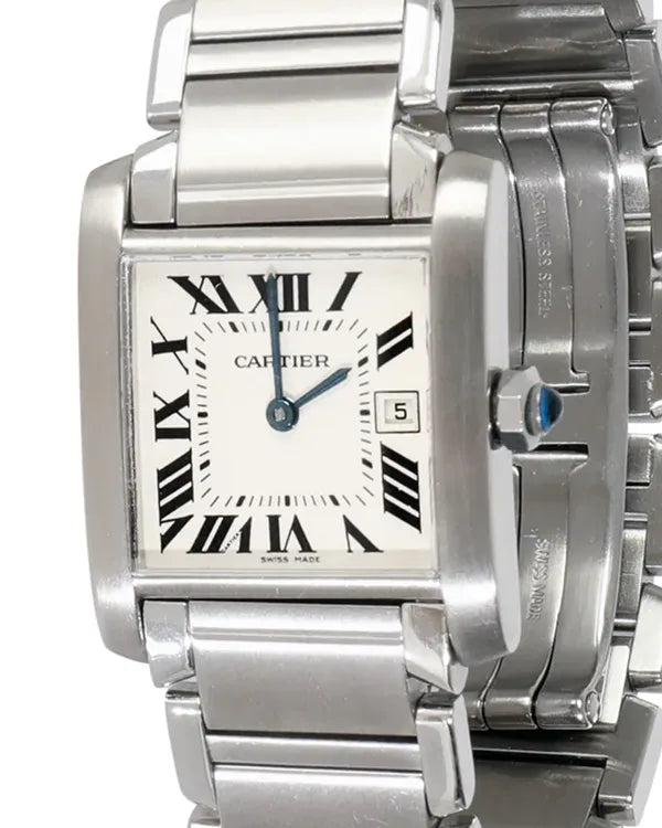 Cartier Tank Française de Cartier 25MM Quartz Silver Dial Steel Bracelet (W51011Q3)