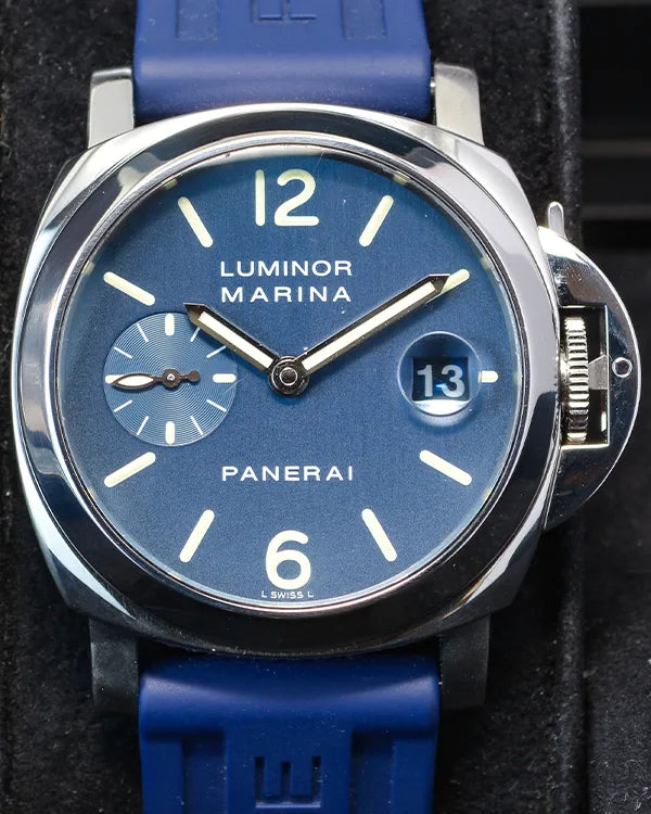 No Reserve - 2005 Panerai Luminor Marina 40MM Blue Dial Leather Strap (PAM00119)