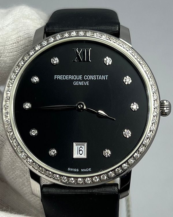 Frederique Constant Slimline 37MM Quartz Black Dial Textile Strap (FC-220B4SD36)