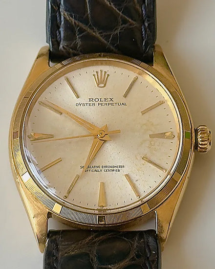 1961 Rolex Oyster Perpetual 34MM Silver Dial Aftermarket Leather Strap (1003)