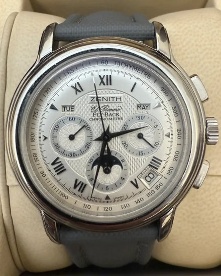 No Reserve - 2004 Zenith Chronomaster 40MM Silver Dial Aftermarket Textile Strap (01.0240.410)