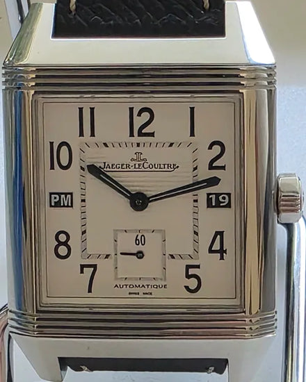 Jaeger-LeCoultre Reverso Squadra Hometime XL 35MM White Dial Aftermarket Leather Strap (230.8.77)