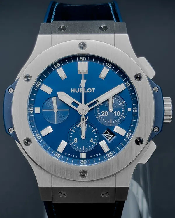 Hublot Big Bang Chronograph 44MM Blue Dial Leather Strap (301.SX.7170.LR)