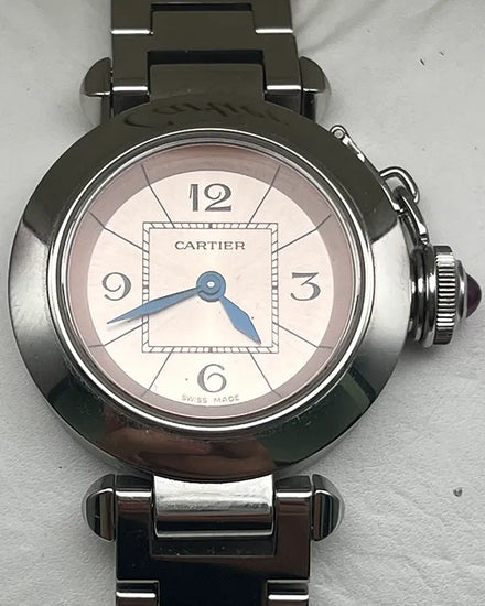 Cartier Pasha De Cartier 27MM Quartz Pink Dial Steel Bracelet (2973)