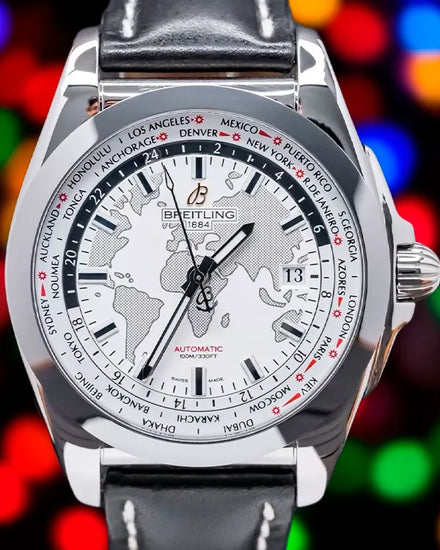 2020 Breitling Galactic Unitime 44MM White Dial Leather Strap (WB3510U0/A777)