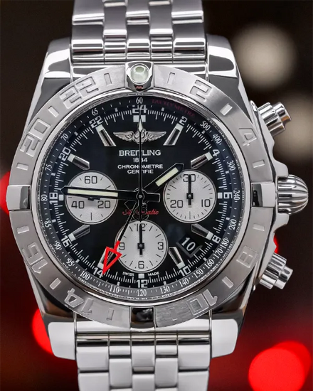 Breitling Chronomat 44MM Black Dial Steel Bracelet (AB042011/BB56)