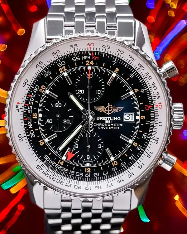 Breitling Navitimer GMT 46MM Black Dial Steel Bracelet (A2432212/B726)