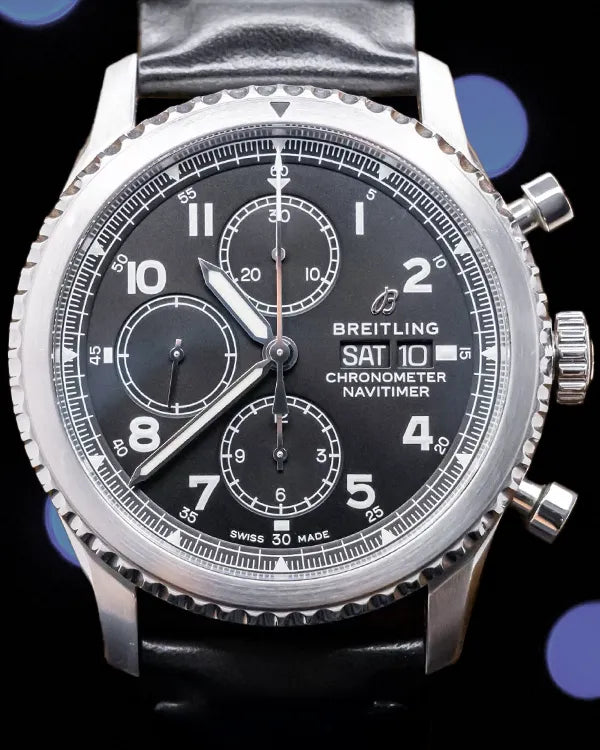 2018 Breitling Navitimer 8 Chronograph 43MM Black Dial Leather Strap (A13314101B1X1)