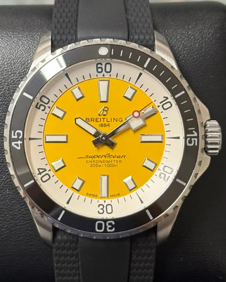 2024 Breitling Superocean 42MM Yellow Dial Rubber Strap (A17375211I1S1)