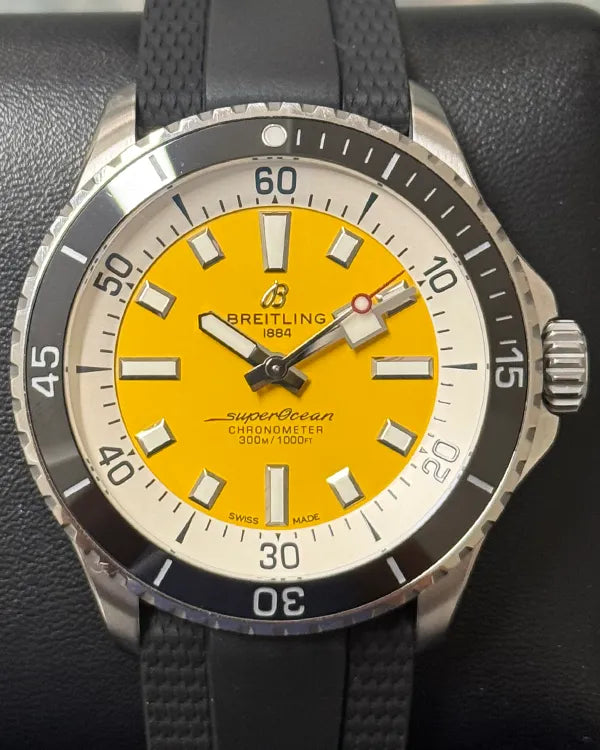 2024 Breitling Superocean 42MM Yellow Dial Rubber Strap (A17375211I1S1)