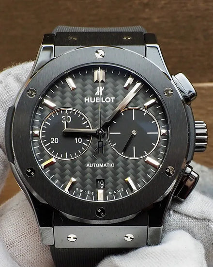 2018 Hublot Classic Fusion "Black Magic" 45MM Carbon Fiber Dial Rubber Strap (521.CH.1771.RX)