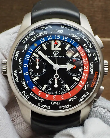Girard Perregaux World Time L.E. 43MM Black Dial Rubber Strap (49805)