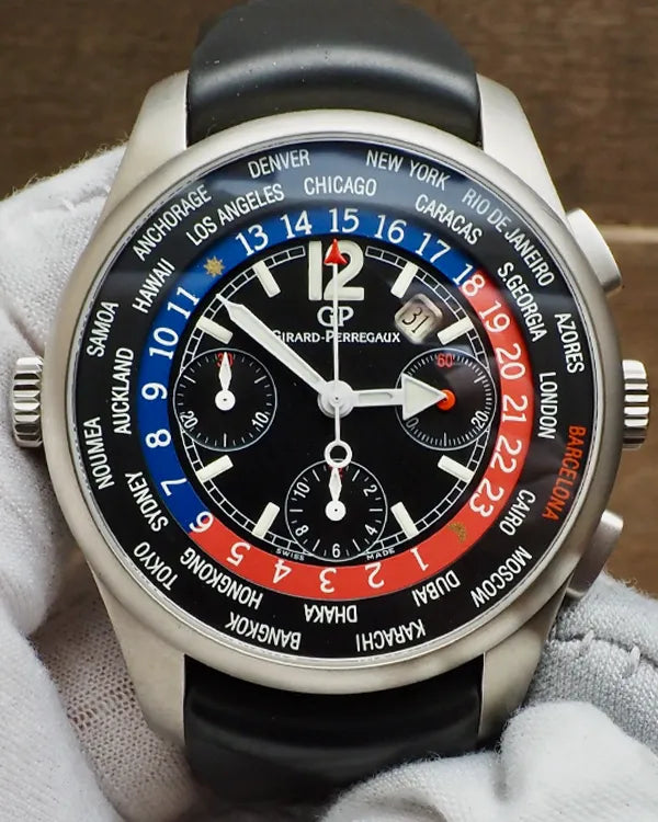 Girard Perregaux World Time L.E. 43MM Black Dial Rubber Strap (49805)