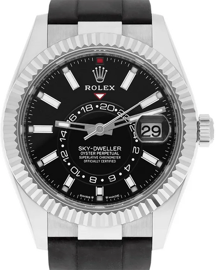 Rolex Sky-Dweller 42MM Black Dial Oysterflex Strap (336239)