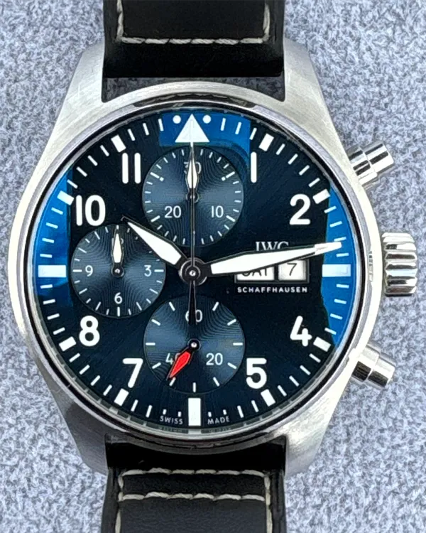 2023 IWC Schaffhausen Pilot Chronograph 41MM Blue Dial Leather Strap (IW388101)