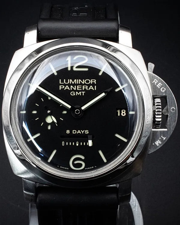 Panerai Luminor GMT 1950 8 Days 44MM Black Dial Rubber Strap (PAM00233)