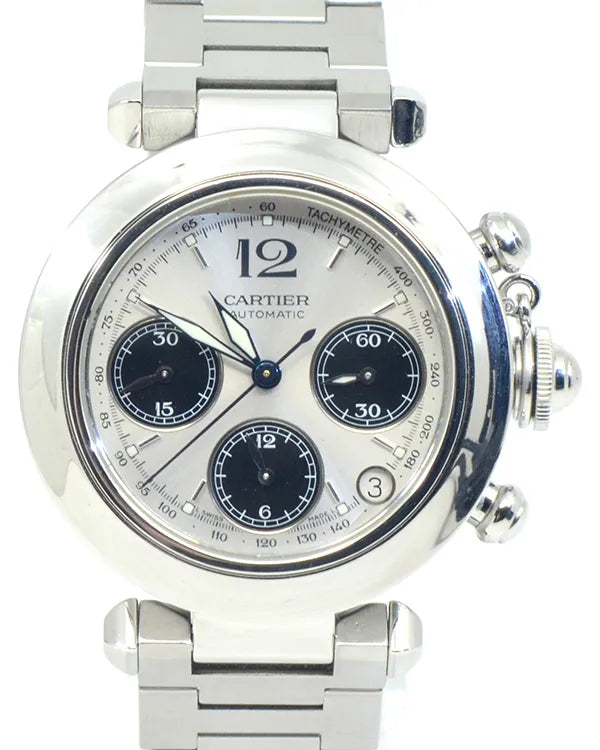 Cartier Pasha De Cartier Chronograph 36MM Silver Dial Steel Bracelet (2412)