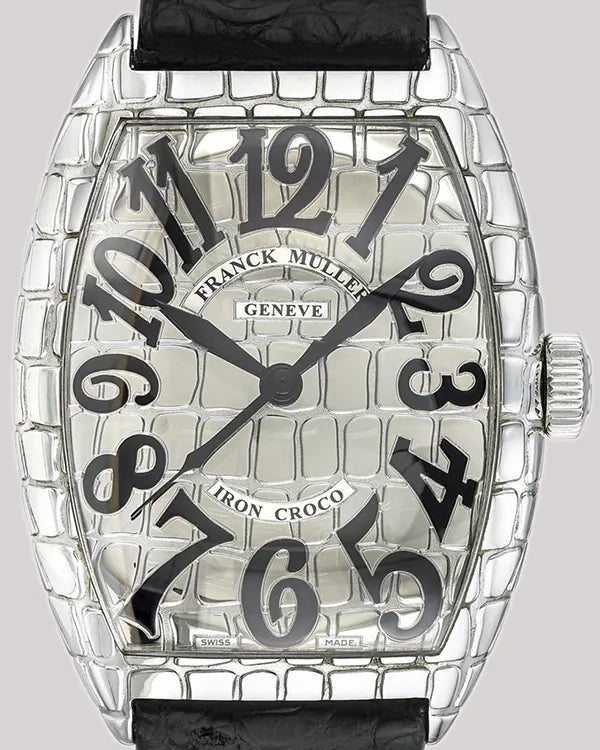 Franck Muller Casablanca Iron Croco 39MM Silver Dial Leather Strap (8880 SC IRON CRO)