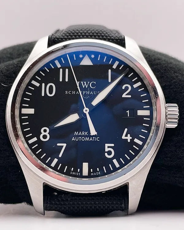 Discontinued IWC Schaffhausen Pilot Mark XVI 39MM Black Dial Aftermarket Textile Strap (IW325501)