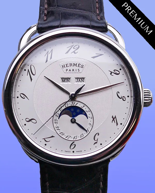 Hermès Arceau 43MM Silver Dial Leather Strap (AR8.810)