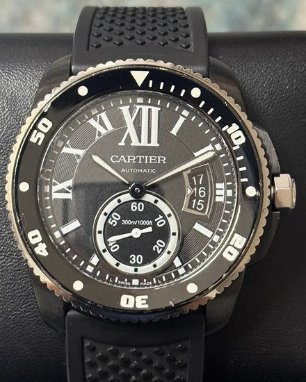 Cartier Calibre de Cartier Diver 42MM Black Dial Rubber Strap (WSCA0006)