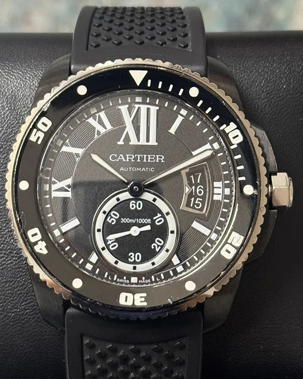 Cartier Calibre de Cartier 42MM Black Dial Rubber Strap (WSCA0006)