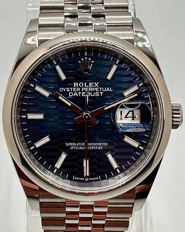2024 Rolex Datejust 36MM Blue "Fluted Motif" Dial Jubilee Bracelet (126200)