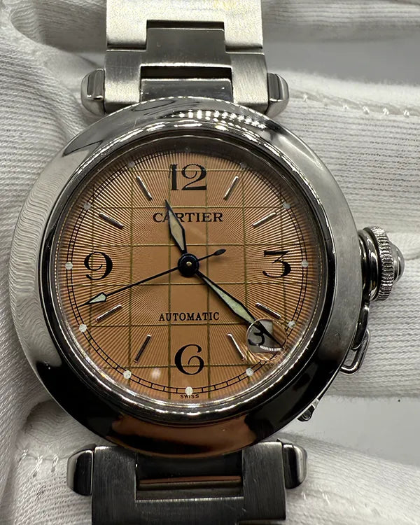 No Reserve - Cartier Pasha De Cartier C 35MM Salmon Dial Steel Bracelet (2324)