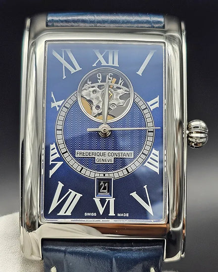 No Reserve - Frederique Constant Classics Heartbeat Date 47MM Blue Dial Leather Strap (FC-315DNS4C26)