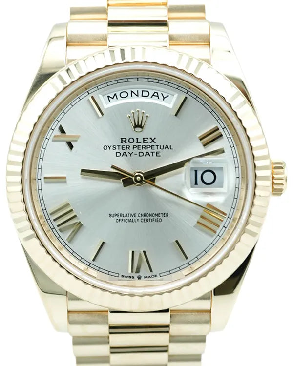 2024 Rolex Day-Date 40MM Silver Dial Yellow Gold President Bracelet (228238)