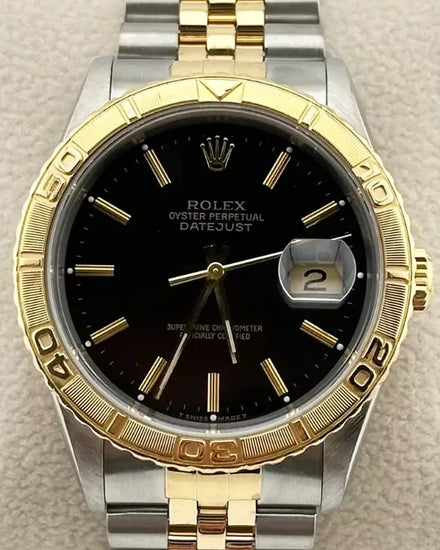 Rolex Datejust Turn-O-Graph "Thunderbird" 36MM Black Dial Two-Tone Jubilee Bracelet (16263)