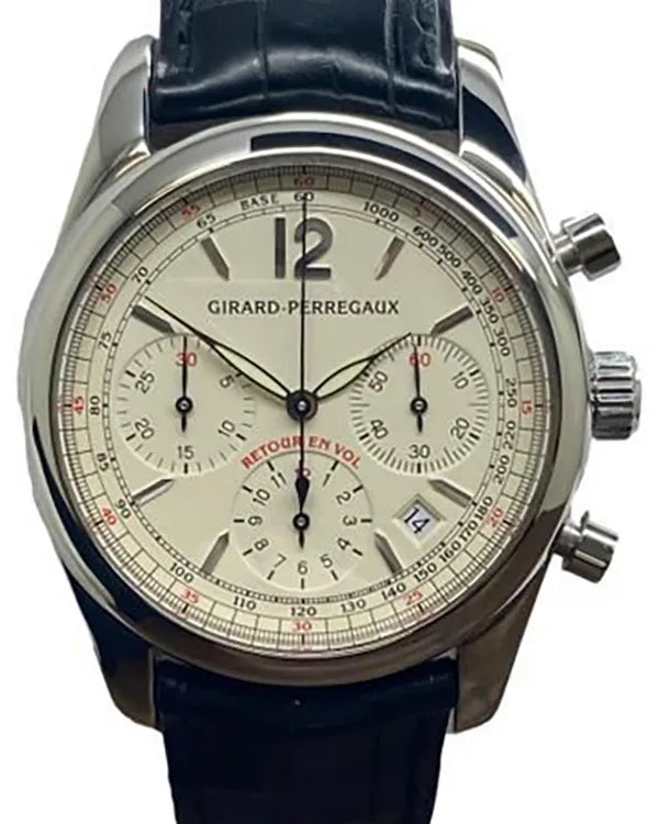 Girard Perregaux Chronograph 40MM Silver Dial Leather Strap (4958)