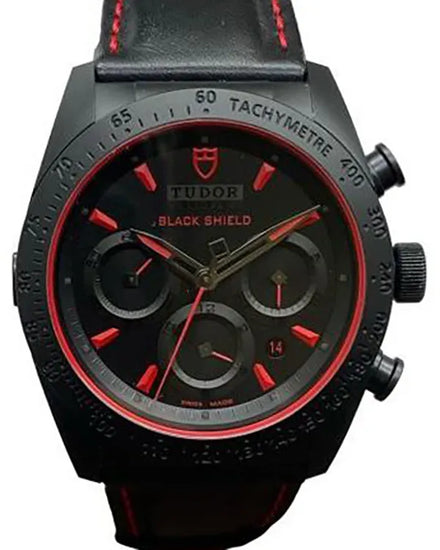 Tudor Fastrider Black Shield 42MM Black Dial Leather Strap (42000CR)