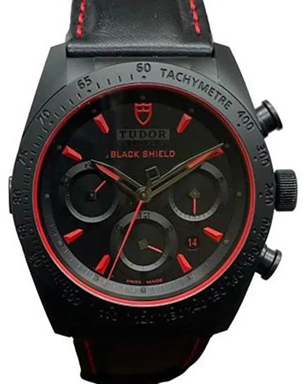 Tudor Fastrider Black Shield 42MM Black Dial Leather Strap (42000CR)