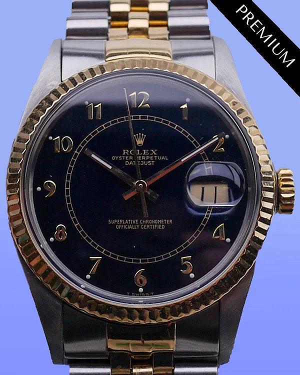 Rolex Datejust 36MM Black "Boiler Gauge" Dial Two-Tone Jubilee Bracelet (16013)