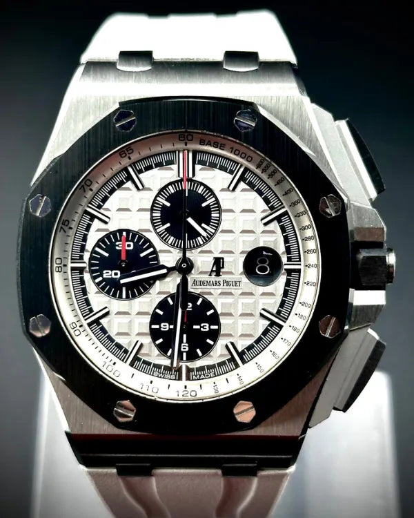 2015 Audemars Piguet Royal Oak Offshore Chronograph 44MM Cream White Dial Rubber Strap (26400SO.OO.A002CA.01)