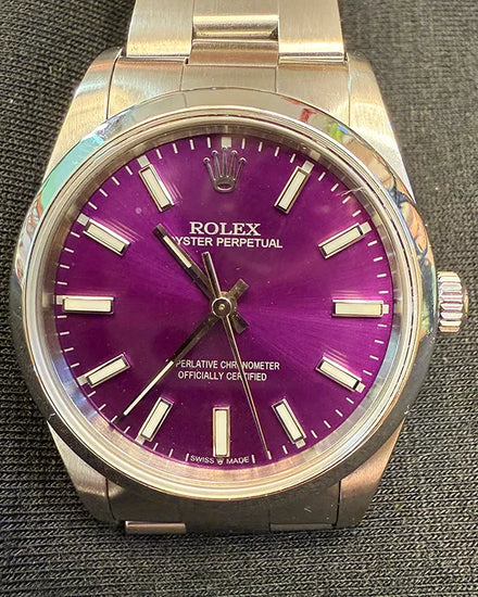 Rolex Air-King 34MM Aftermarket Purple Dial Oyster Bracelet (14200)