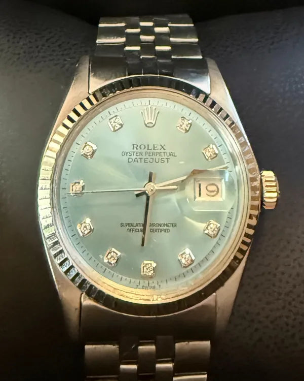 1970 (2.5 Mill. Serial) Rolex Datejust 36MM Aftermarket Blue Dial Aftermarket Steel Bracelet (1601)