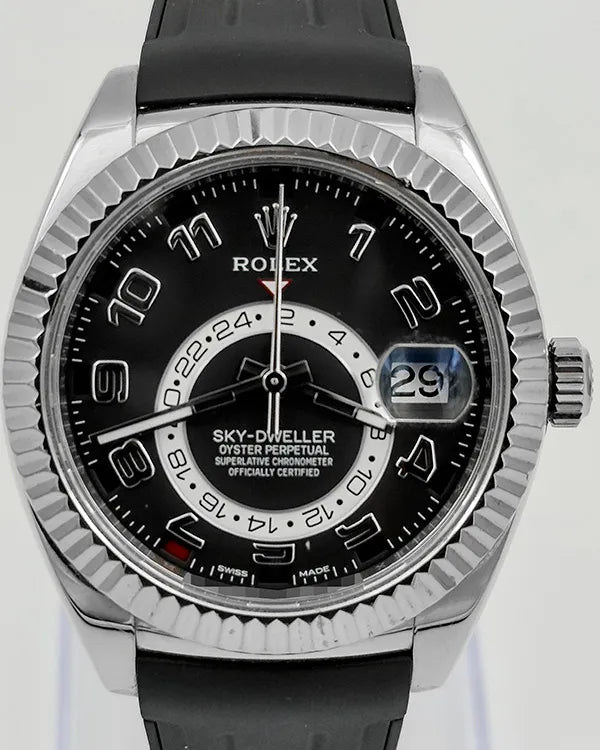 Rolex Sky-Dweller 42MM Black Dial Rubber Strap (326139)