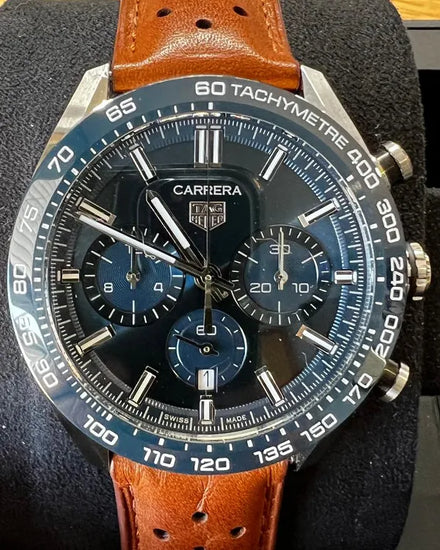 2024 Tag Heuer Carrera 44MM Blue Dial Leather Strap (CBN2A1A.FC6537)