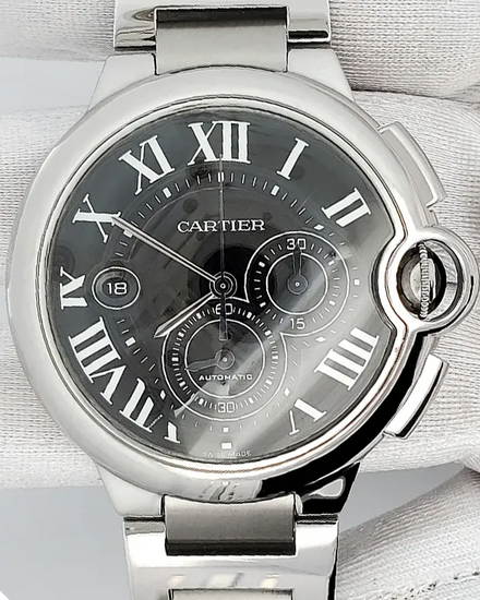 Cartier Ballon Bleu De Cartier 44MM Black Dial Steel Bracelet (W6920077)